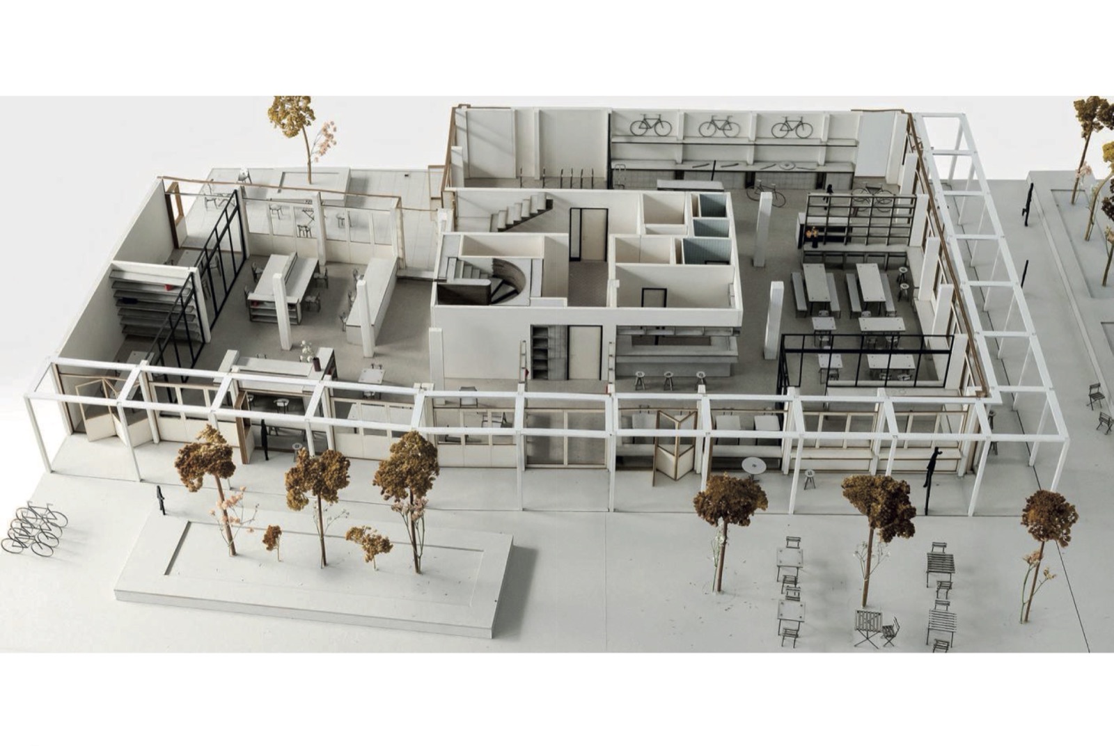 Maquette du rez-de-chaussée, commerces, ateliers et espaces communs